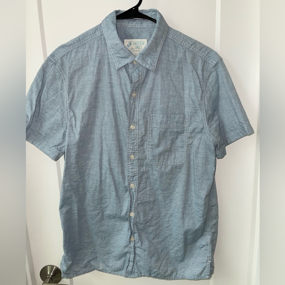 American Eagle Outfitters Men's Light Blue Casual Shirt